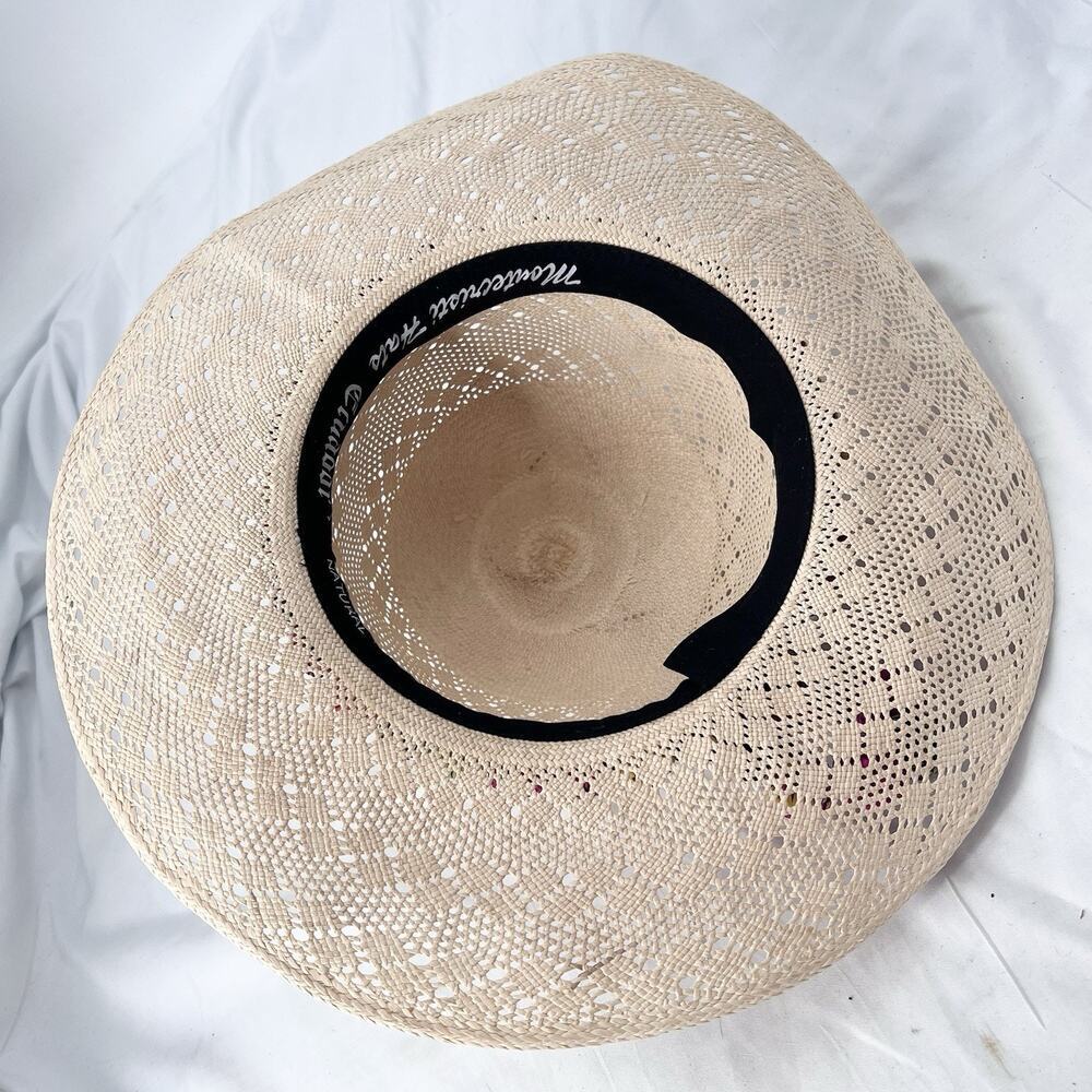 Montecristi Hats Ecuador Straw Floppy Wide Brim Sun Hat Colorful Details - Picture 8 of 10